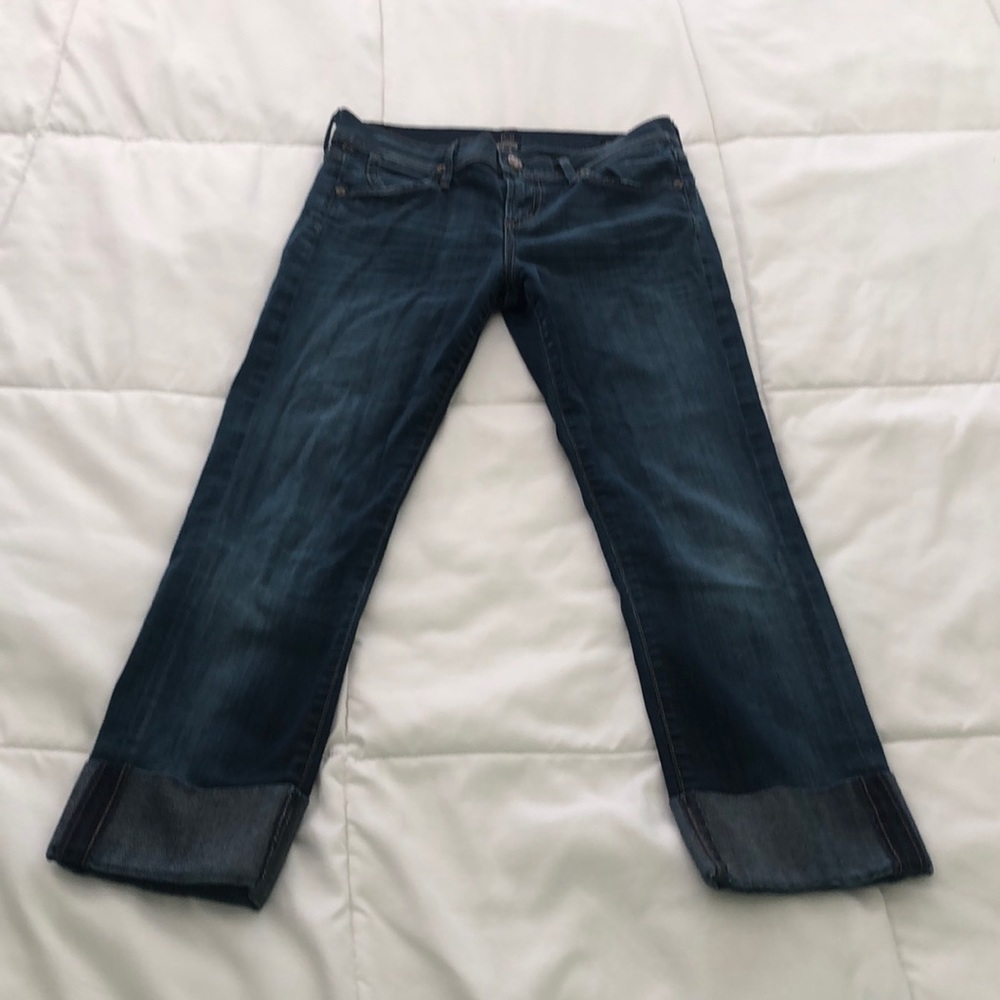 CoH blue jeans Dani cropped straight leg with cuff and light whiskering